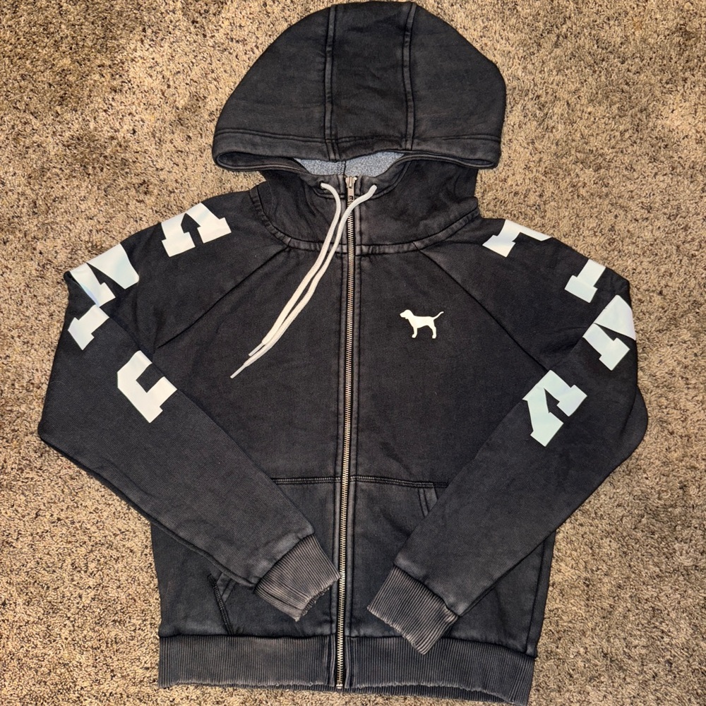 PINK Black Zip-Up Hoodie